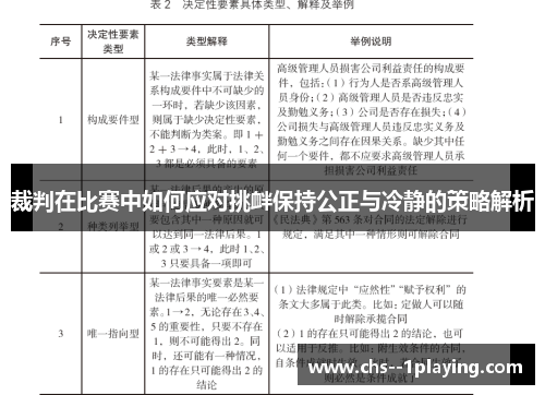 裁判在比赛中如何应对挑衅保持公正与冷静的策略解析