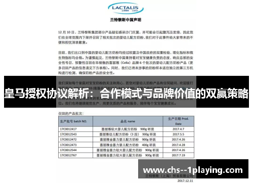 皇马授权协议解析：合作模式与品牌价值的双赢策略